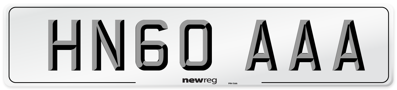HN60 AAA Number Plate from New Reg